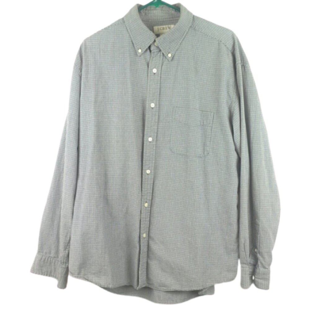 J.Crew Button Front Shirt Long Sleeve Green Blue L